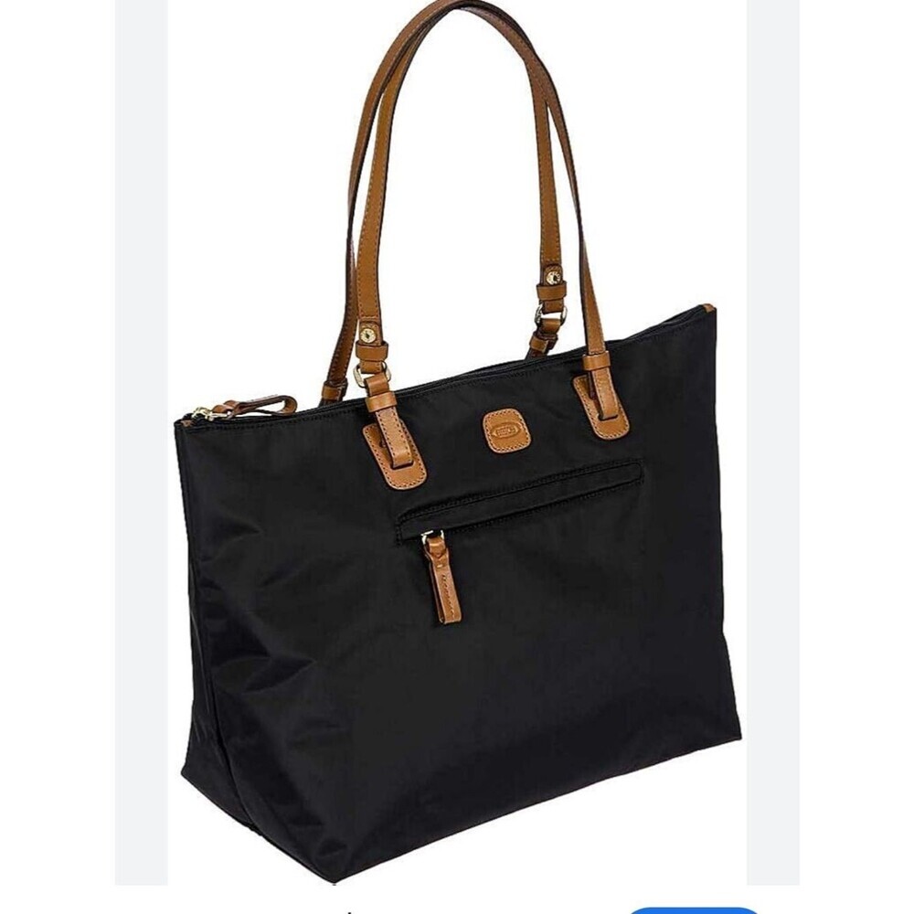 Bric's ❤️✈️X-Bag Large Sportina Shopper Navy Tote with Tan Leather Handles bag - Picture 2 of 16